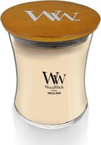 WoodWick Vanilla Bean Holiday Candle Gifts for Women and Men, 9.7 oz Medium Hourglass Candle with Crackling Wick
