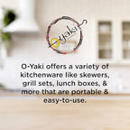 O-Yaki Flat Metal Kabob Skewer for Grilling – Set of 8 BBQ Skewers Stainless Steel with Storage Bag, Dishwasher Safe Skewers with Hook Handle & Sharp Tip for BBQ, Cookouts & Oven Use – 10 Inch