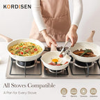 Kordisen Nonstick Ceramic Frying Pan, 11 Inch Ceramic Skillet, Healthy Non Toxic Cooking Pan, Stay-Cool Handle, Induction Compatible, PFOA & PFAS Free, White