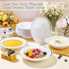 200 Pack Disposable Soup Bowls with Silver Rim, 12oz Premium Heavy Duty Plastic Dinner Bowls for Party, Wedding and Holiday