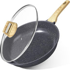 GiPP Ceramic Nonstick Frying Pan with Lid - 12 Inch Healthy Non-Toxic Non Stick Skillet Omelette Pans, Induction Compatible Chef Pan, PFAS & PFOA-Free, Dishwasher Safe, Stay Cool Handles
