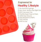 Silicone Muffin Pan Set,2 Pcs 2.8" 12 Cups Egg Bite Mold,Non-Stick,Easy Release,For Egg Muffins, Cupcakes, Large Muffins,Pizza Muffins,Cheesecakes(Black + Red)