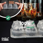 Large Round Ice Cube Trays - Set of 2, Silicone Ice Ball Molds for Chilly Drinks, Perfect Whiskey Ice Molds, for Cocktails - BPA-Free