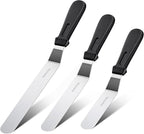 Kootek Angled Icing Spatula Set with 6", 8" & 10" Blade, Stainless Steel Offset Spatula Frosting Smoother Cake Spatulas for Cake Decorating, Baking