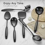 Lazycorner Kitchen Utensil Set 9-Piece Stainless Steel 304 Polished Mirror Finish Cooking Spoons, Slotted Spoon, Turner, Spatula, Pasta Spoon– Dishwasher Safe, Rust-Resistant