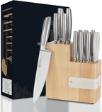 Professional 13 Piece Knife Block Set with Magnetic, Sharp Chef Knife Set, Ideal for Home and Restaurants, Silver