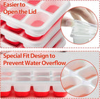 DOQAUS Ice Cube Trays 4 Pack, 56 pcs Silicone Ice Cubes Tray Maker with Spill-Resistant Removable Lid, Easy Release & Pop out, LFGB and BPA Free, Stackable Flexible, for Baby Food, Cocktail, Coffee