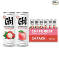 CHI FOREST Sparkling Water Beverage, Lychee & White Peach, 2 Flavors, Zero Sugar, 12 fl oz Cans (Pack of 24)