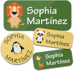 Personalized Daycare Name Labels for Kids (130 Labels) - Custom Waterproof Name Stickers for Clothing Tags, Water Bottles, Lunch Boxes and School Supplies (Animals)
