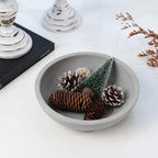 Marble Fruit Bowl for Kitchen Counter - Decorative Serving Bowl with Gray Travertine Design, Modern Home Decor (7.8 Inch)
