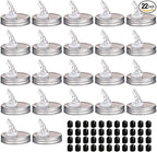 Mason Jar Pour Spouts. free flow Mason Jar Pour Spouts, mason jar for spout regular mouth size 70mm dispenser germination cover. Leak-Proof 22-Pack + 44 Black Lid Caps (22 Pack silver color)