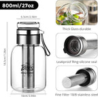 Glass Cold Brew Coffee Maker with Extended Fine Mesh Filter, Tea Infuser Bottle Iced Coffee Maker with Thick Borosilicate Glas
