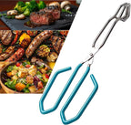 Stainless Steel Scissor Tongs, Heavy Duty, Kitchen Tongs for Food Cooking Barbecue BBQ Grilling and Serving (2pcs Blue)
