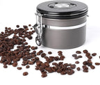 Coffee Canister, Airtight Coffee Container with Date Tracker Lid, Stainless Steel Canister for Kitchen Food Storage (Gary, 9oz)