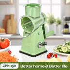 Xilrvna RotaryCheeseGrater,VegetableShredder 5 in 1 Cheese GraterwithHandleedderReinforcedSuction,EasytoClean,KitchenChopperforCrushedIce,Fruits and Nuts with Blade StorageCase（light green）