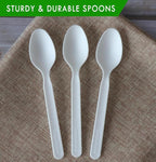 GreenWorks 200 Count Heavy-duty Compostable spoons, BPI Certified Large Disposable Flatware Utensils Spoon