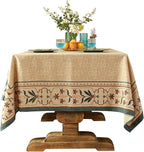 patdrea Designer French Linen Tablecloth for Rectangle Table,Beige Anti-Wrinkle Durable Floral Farmhouse Table Cloth,Decor Covers for Kitchen Dining,Tea Party,Christmas,Thanksgiving,63"x87"-Fram
