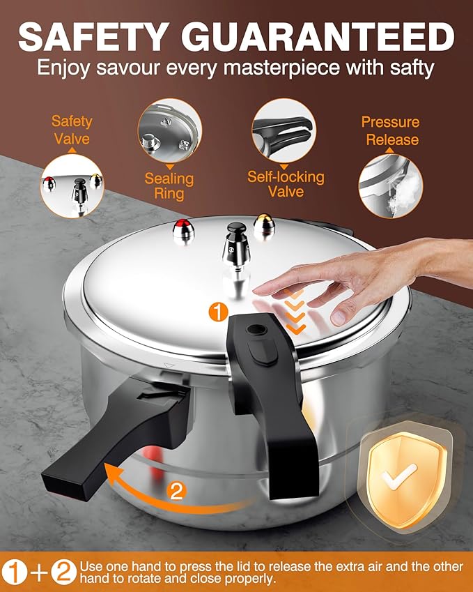 WantJoin 4QT Aluminum Pressure Cooker w/Release Valve & Multiple Protective Devices,Pressure Canner Compatible with Gas & Induction Cooker,Canner Rack Included