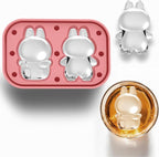3D Rabbit Shapes Ice Cube Mold Silicone Large Ice Cube Molds 2.5 inch Animal Ice Cube Tray for Cocktails, Bourbon,Brandy, Whiskey Gifts for Men (Pink)