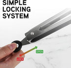 COOK WITH COLOR Stainless Steel Silicone Tipped Kitchen & BBQ Tongs Set, 3 Pc. Tongs, Black