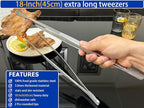 JETKONG 18 Inch (45cm) Extra Long Barbecue Tongs, Heavy Duty Giant Tweezer Tongs for Grilling and BBQ, Set of 2 (Round Tips)