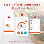 S Pro Bluetooth Wireless Meat Thermometer, 1080°F Heat, 6 Sensors, Enhanced Signal Base, EasySmart App, IP69 Waterproof, Ultra-Thin Probe, Digital Cooking Thermometer, Oven/Grill/BBQ/Air Fryer/Kitchen