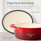 Best Choice Products Oval 7.5 Quart Enamel Cast-Iron Dutch Oven, Heavy-Duty Pre-Seasoned for Baking, Cooking w/Side Handles – Red