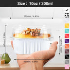 EUSOAR Disposable Ramekins with Lids, White 10oz 50pcs Creme Brulee Ramekins, Aluminum Foil Baking Cups, Square Cupcake Pans, Mini Cake loaf Bread Containers