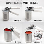 Zulay Kitchen Heavy Duty Stainless Steel Can Opener Manual with Bottle Opener - Rust Proof Manual Can Opener With Turn Knob & Soft Grip Handles