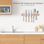 FINDKING Wood Magnetic Knife Strip, Magnet Utensil Holder for Wall, Refrigerator, Wooden Rack for Kitchen Knives, No Drill (Beige, 18 Inches, Without Knives)