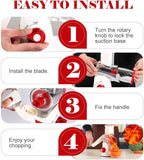 Ourokhome Rotary Cheese Grater Hand Crank, Kitchen Shredder Speed Mandolin Slicer Nuts Grinder with Handle and Drum Blades for Cheese, Vegetable, Chocolate, Potato, Carrot, 3 Blades, White Red