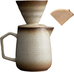 Pour Over Coffee Maker,Ceramic Coffee Maker With 100 pcs Paper Filter，16oz/480ml Pour Over Coffee Dripper (Off White)