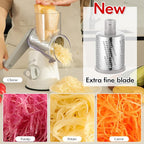 Ourokhome Rotary Cheese Grater Hand Crank, Kitchen Shredder Speed Mandolin Slicer Ice Shaver with Handle and Drum Blades for Cheese, Vegetable, Nuts, Chocolate, Potato, Carrot, 5 Blades, White