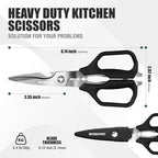 WORKPRO Kitchen Scissors, All Purpose Kitchen Shears with Detachable Titanium Coated Blades for Easy Cleaning, Heavy Duty Scissors for Meat, Fish, Nuts, Vegetables, Protective Cover Included