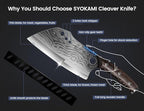 Meat Cleaver Chef Knife with Sheath, 7.7 Inch Butcher Knife with Herb Stripper, Chopping Knife Heavy Duty Bone Cutting, Damascus Pattern Full Tang Wood Handle, Birthday Gift for Men