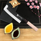 WILDMOK Left Handed 7 Inch Nakiri Knife German Stainless Steel Vegetable Chopping Knife Asian Usuba Chef's Knife for Left Handed