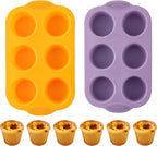 JJOO 2PCS Silicone Muffin Pan, 6-Cavity Nonstick Muffin Cupcake Pans Molds for Baking, Great for Cupcakes, Muffin, Brownies and More, BPA Free, Pack of 2 Colors (Orange and Purple)