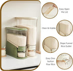 Rice Dispenser 11Lbs, Slim Rice Storage Container for Small Space, BPA-Free Clear Dry Food Dispenser Sealed Moisture Proof, Grain&Cereal Storage Bucket for Kitchen Pantry Household,Green