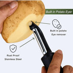Premium Vegetable Peeler - Soft Grip & Ergonomic Handle - Skin Peeler for Veggies & Fruits - Dishwasher Safe I-Shape Potato Peeler - Black