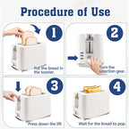 Toaster 2 Slices, Toasters Wide Slot, Bread Toaster with Cancel, Bagel, Defrost Function, Bagel Toasters with Removable Tray & 6 Temperature Settings, Beige
