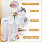 Round Frosted Table Cover Protector 36 Inch - 2mm Thick Waterproof PVC Furniture Protective Pad for Dining Room Tabletop
