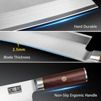 HOSHANHO 7 inch Cleaver Knife, High Carbon Powder Steel Meat Cleaver, Bone Chopper Butcher Knife with Ergonomic Wooden Handle for Home Kitchen and Restaurant