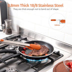 600ºF Heat Resistant Kitchen Tongs: U-Taste 16 inch Extra Long Large Silicone Cooking Tong with Sturdy Non Stick Rubber Tips & Non Slip Silicon Coated 18/8 Stainless Steel Handle for Grill BBQ(Orange)