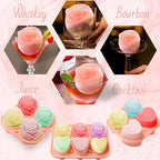 Silicone Ice Cube Trays for Freezer, 2 Pack Cute Ice Cube Tray with Lid,Rose Ice Mold and Heart Ice Mold Make 6 Giant Cute Flower Shape Ice for Cocktails Whiskey Bourbon,Father's day gifts