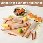 SHIKORI Professional Cheese Graters for Kitchen Stainless Steel Handheld, Metal Lemon Zester Grater With Wood Handle For Cheese, Chocolate, Spices, Kitchen Gadgets And Tools-3 Pcs