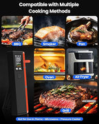 PROGRACE Smart Bluetooth Wireless Meat Thermometer: Standalone Base, WiFi Unlimited Range, 6 Sensors with NIST Certified Accuracy, for iOS and Android, for Kitchen, BBQ, Grill, Oven, Smoker