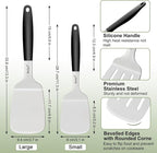 Beijiyi Stainless Steel Spatulas, 2 Pcs Metal Spatula Set for Cooking with Silicone Handle, Heavy Duty Turner for Cast Iron Skillet, Flat Top Grills, Kitchen Utensils for Steak, Pancake, Smash Burger