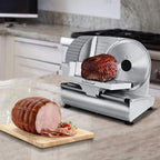 Meat Slicer, Techwood Electric Deil Food Slicer with Removable 9” Stainless Steel Blade, Deli Cheese Fruit Vegetable Bread Cutter with Adjustable Knob for Thickness, Food Carriage & Non-Slip Feet