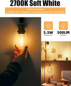 Lumiverse 90 Pack E26 led Bulb 60 watt dimmable Vintage LED Edison Bulbs 5.5W, 60W Equivalent, 2700K Soft White, Antique Style ST19/ST58 LED Light Filament Bulbs, CRI 90+, E26 Base