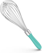 U-Taste Balloon Whisk for Cooking: 18/10 Stainless Steel Kitchen Wire Whisk, 12in Large Heavy Duty Egg Beater, Manual Mixing Tool with 12 High Flex Wires for Stirring, Blending Sauce (Aqua Sky)